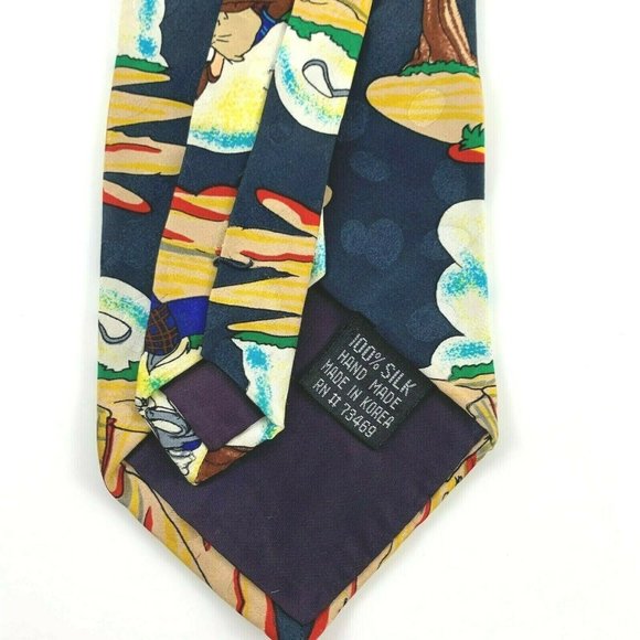 Looney Tunes Mania Men's Novelty Necktie: Taz, Bugs, Marvin. Golf. Black. 1995 - Picture 4 of 4